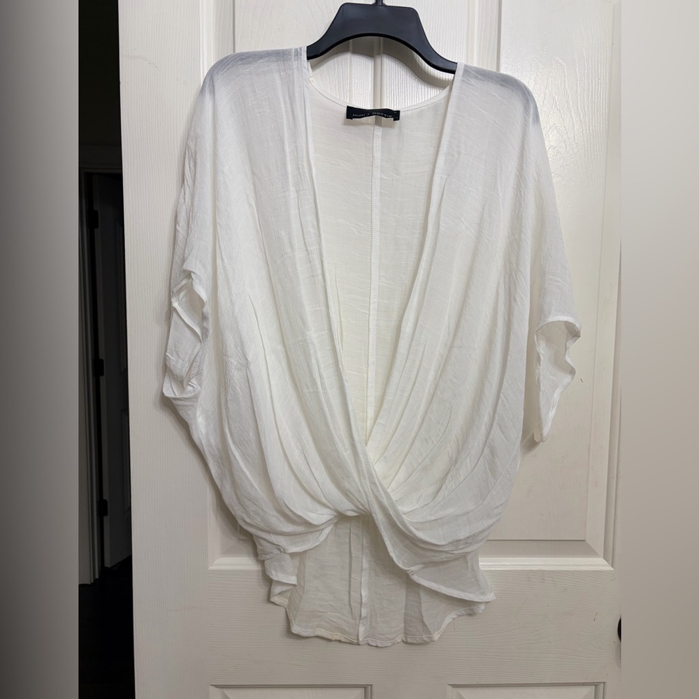 Women’s White Draped Twist-Front Top